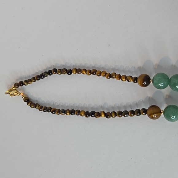 Vintage Lee Sands Necklace Tigers Eye and Multi Color Stones with a Wooden Pndt - Picture 5 of 8